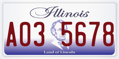IL license plate A035678