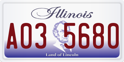 IL license plate A035680