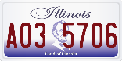 IL license plate A035706