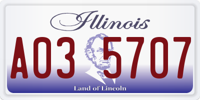 IL license plate A035707