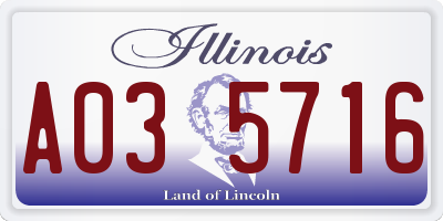 IL license plate A035716