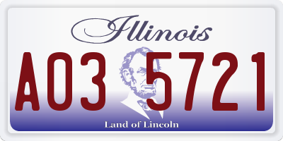 IL license plate A035721