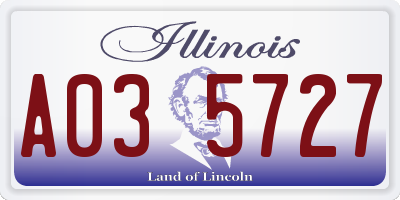 IL license plate A035727