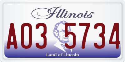 IL license plate A035734