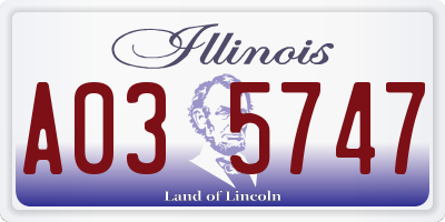 IL license plate A035747