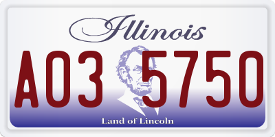 IL license plate A035750
