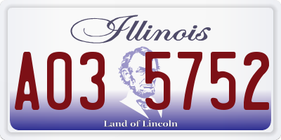 IL license plate A035752