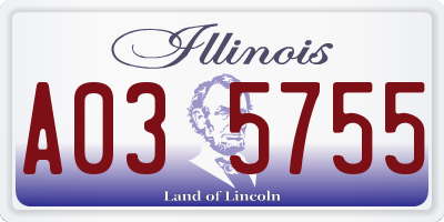 IL license plate A035755