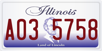 IL license plate A035758