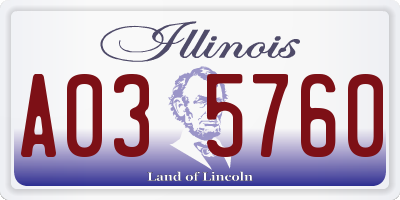 IL license plate A035760