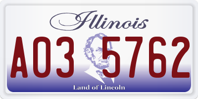 IL license plate A035762
