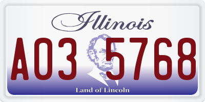 IL license plate A035768