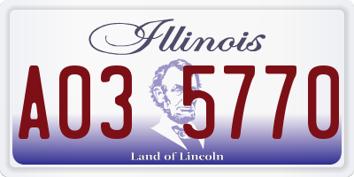 IL license plate A035770