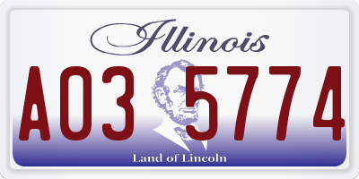 IL license plate A035774