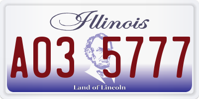 IL license plate A035777