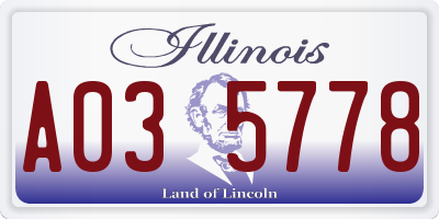 IL license plate A035778