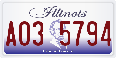 IL license plate A035794