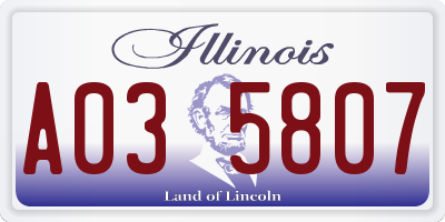 IL license plate A035807
