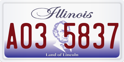 IL license plate A035837
