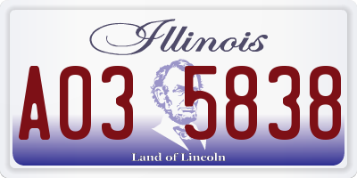 IL license plate A035838