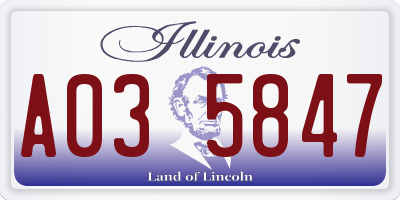 IL license plate A035847
