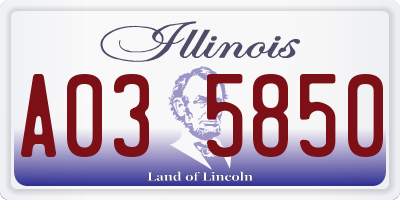 IL license plate A035850