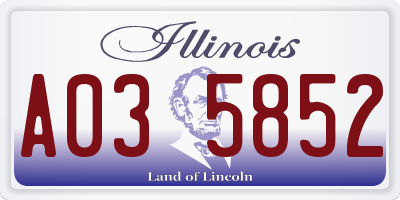 IL license plate A035852