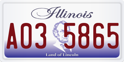 IL license plate A035865
