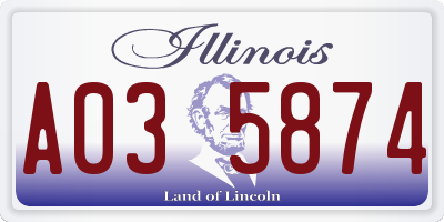 IL license plate A035874