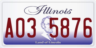IL license plate A035876