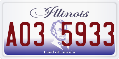 IL license plate A035933