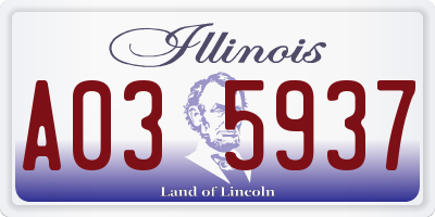 IL license plate A035937