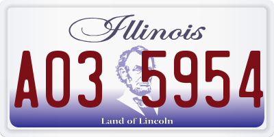 IL license plate A035954