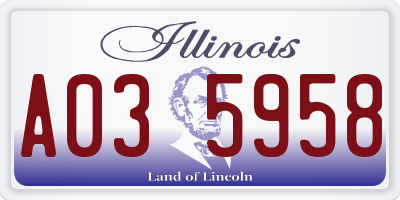 IL license plate A035958