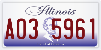 IL license plate A035961