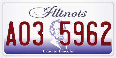 IL license plate A035962