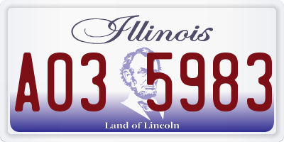 IL license plate A035983
