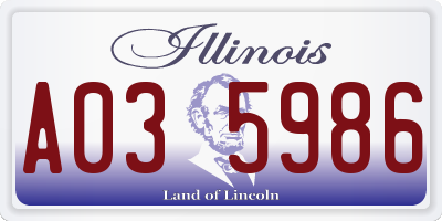 IL license plate A035986