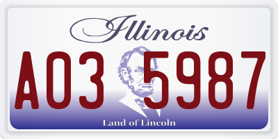 IL license plate A035987