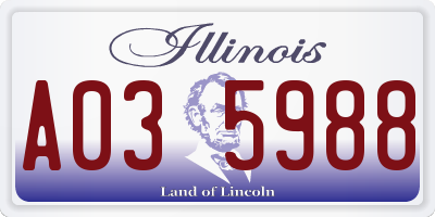 IL license plate A035988