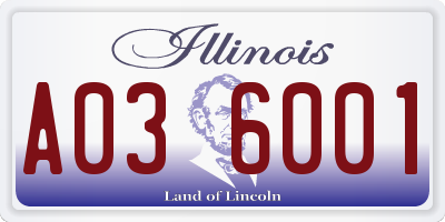 IL license plate A036001