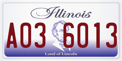 IL license plate A036013