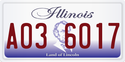 IL license plate A036017
