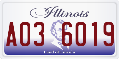 IL license plate A036019