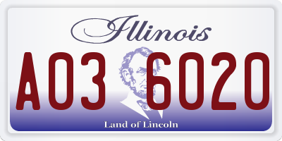 IL license plate A036020