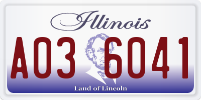 IL license plate A036041