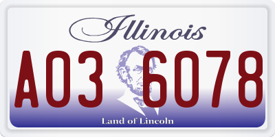 IL license plate A036078