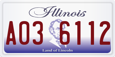 IL license plate A036112