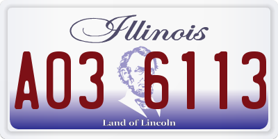 IL license plate A036113