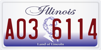 IL license plate A036114